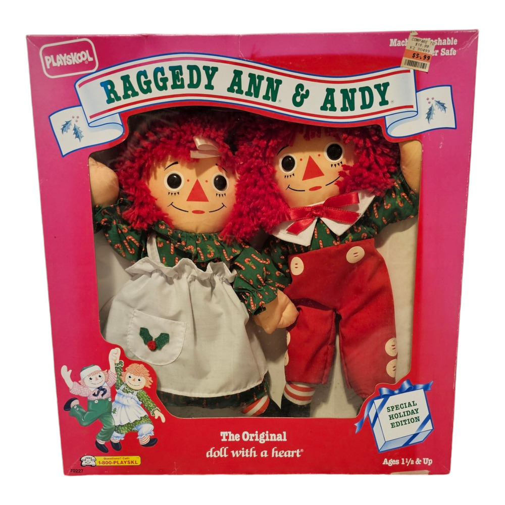 Vintage 1990 Playskool Collectors Raggedy Ann & Andy Special Holiday Edition NIB